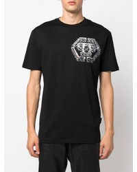 T-shirt à col rond imprimé noir Philipp Plein