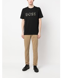 T-shirt à col rond imprimé noir BOSS