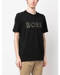 T-shirt à col rond imprimé noir BOSS