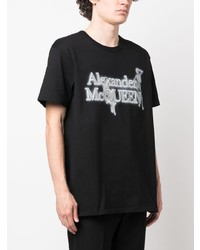 T-shirt à col rond imprimé noir Alexander McQueen