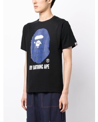 T-shirt à col rond imprimé noir A Bathing Ape