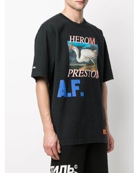 T-shirt à col rond imprimé noir Heron Preston