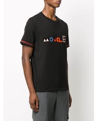 T-shirt à col rond imprimé noir Moncler