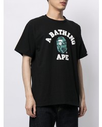 T-shirt à col rond imprimé noir A Bathing Ape