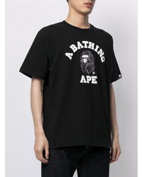 T-shirt à col rond imprimé noir A Bathing Ape