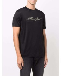 T-shirt à col rond imprimé noir Emporio Armani