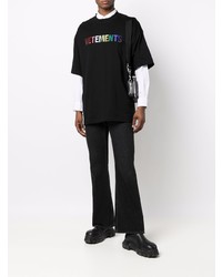 T-shirt à col rond imprimé noir Vetements