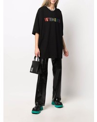 T-shirt à col rond imprimé noir Vetements