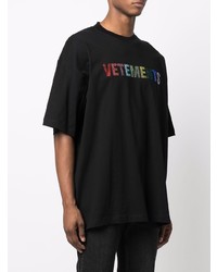 T-shirt à col rond imprimé noir Vetements