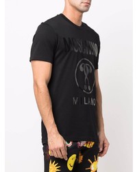 T-shirt à col rond imprimé noir Moschino