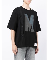 T-shirt à col rond imprimé noir Maison Mihara Yasuhiro