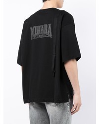 T-shirt à col rond imprimé noir Maison Mihara Yasuhiro