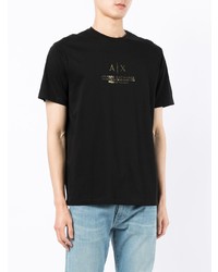 T-shirt à col rond imprimé noir Armani Exchange