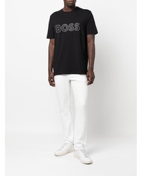 T-shirt à col rond imprimé noir BOSS