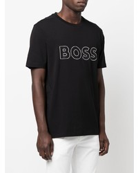 T-shirt à col rond imprimé noir BOSS