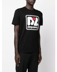 T-shirt à col rond imprimé noir DSQUARED2