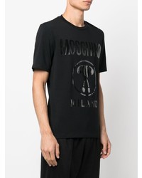 T-shirt à col rond imprimé noir Moschino