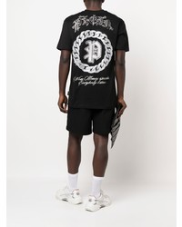 T-shirt à col rond imprimé noir Philipp Plein