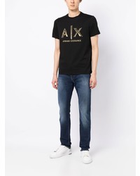 T-shirt à col rond imprimé noir Armani Exchange