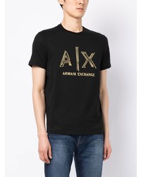 T-shirt à col rond imprimé noir Armani Exchange