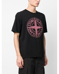 T-shirt à col rond imprimé noir Stone Island