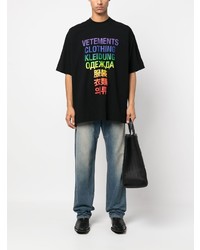 T-shirt à col rond imprimé noir Vetements