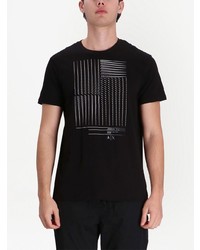 T-shirt à col rond imprimé noir Armani Exchange