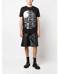 T-shirt à col rond imprimé noir Philipp Plein