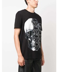 T-shirt à col rond imprimé noir Philipp Plein