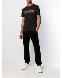 T-shirt à col rond imprimé noir Versace