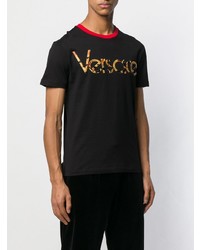 T-shirt à col rond imprimé noir Versace