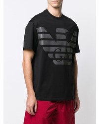 T-shirt à col rond imprimé noir Emporio Armani