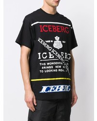 T-shirt à col rond imprimé noir Iceberg