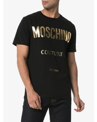 T-shirt à col rond imprimé noir Moschino