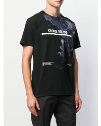 T-shirt à col rond imprimé noir Stone Island