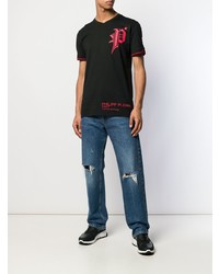 T-shirt à col rond imprimé noir Philipp Plein