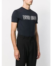 T-shirt à col rond imprimé noir Emporio Armani