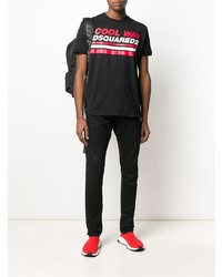 T-shirt à col rond imprimé noir DSQUARED2