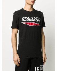 T-shirt à col rond imprimé noir DSQUARED2