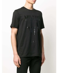 T-shirt à col rond imprimé noir Emporio Armani