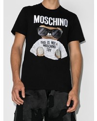 T-shirt à col rond imprimé noir Moschino