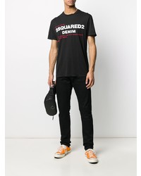 T-shirt à col rond imprimé noir DSQUARED2