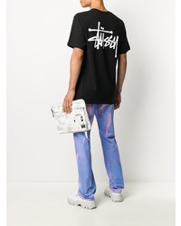 T-shirt à col rond imprimé noir Stussy