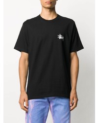 T-shirt à col rond imprimé noir Stussy