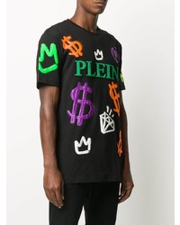 T-shirt à col rond imprimé noir Philipp Plein