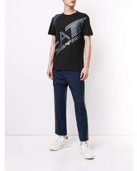 T-shirt à col rond imprimé noir Ea7 Emporio Armani