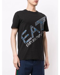 T-shirt à col rond imprimé noir Ea7 Emporio Armani