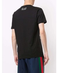 T-shirt à col rond imprimé noir Ea7 Emporio Armani