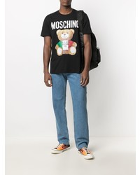 T-shirt à col rond imprimé noir Moschino