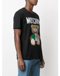 T-shirt à col rond imprimé noir Moschino